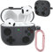 Qoosea Silikon Hülle für Apple AirPods 4, Klassisches Game Player Konsolen Design Stoßfeste Schutzhülle, Silikon Case mit Karabiner, [Kabelloses Laden] Cover Kompatibel mit AirPods 4 2024, Dunkel Grau