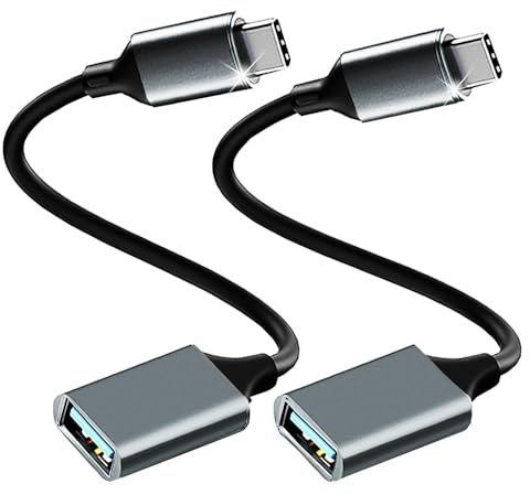 Adapter USB C auf USB 3.0 [2 Stücke] OTG USB Typ C auf USB Adapter Kabel, USB C Stecker auf USB A Buchse, kompatibel mit iPhone 16/15 Pro Max, iPad Pro, MacBook Pro/Air, Samsung Galaxy, Huawei