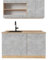 Vicco Küchenzeile R-Line, Küchenzeile Single, Beton/Goldkraft Eiche, 140 cm, AP Eiche