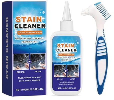 Gel removedor de moho, limpiador de manchas para eliminar moho en el hogar con cepillo limpiador, para lavadora, cocina, fregadero de baño, azulejos, lechada,