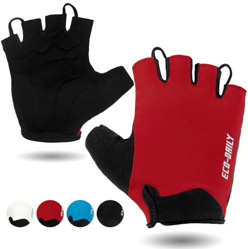 Eco-daily Herren Damen Rennrad Handschuhe Sommer Kurz Fahrradhandschuhe | Halbfinger Radhandschuhe mit Gepolsterte,Atmungsaktiv Radfahrhandschuhe mit Schlaufen,Fingerlos Radlerhandschuhe