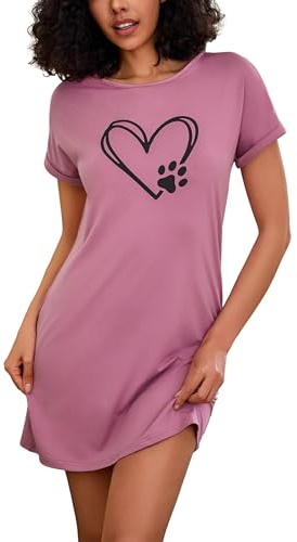 Leversic Chemise de Nuit Femme Coton Manches Courtes Grande Taille | Douce et Légère, Cette Chemise de Nuit Femme Grande Taille Offre Un Confort Agréable Pour Dormir et Se Détendre à la Maison