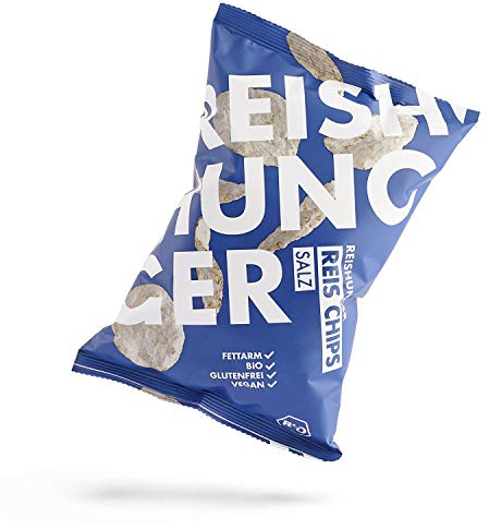 REISHUNGER Knusprige BIO Reis Chips »Salz« aus Vollkorn Reis (12 x 50 g) - Vegan & Glutenfrei - In vielen Sorten und Größen verfügbar