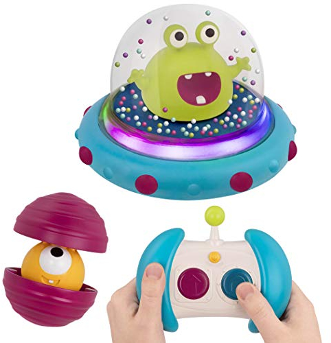B. toys – Ferngesteuertes Auto ab 1 Jahr Autoscooter Raumschiff – RC Fahrzeug mit Lichtern und Tönen einfaches Fernsteuer Auto Spielzeug mit Alien und Planeten für Mädchen und Jungs (3 Teile)