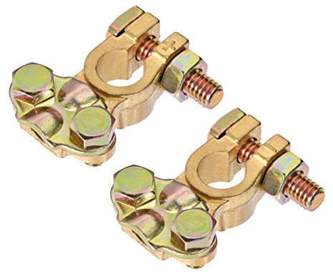 sourcing map Battery Terminal Clamps Clips Positive Negative 13mm 11mm Set Copper 1 Pair