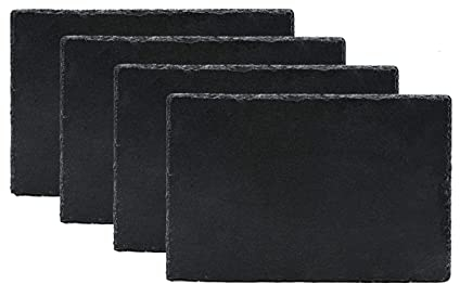 Platos de pizarra natural (juego de 4 bandejas), platos de servir pizarra rectangular 30 x 20 cm