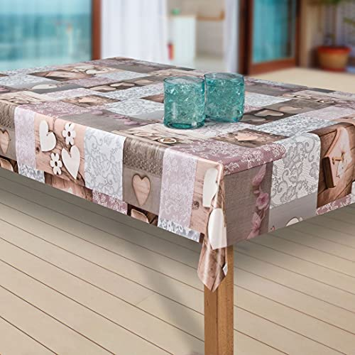 laro Wachstuch-Tischdecke Abwaschbar Garten-Tischdecke Wachstischdecke PVC Plastik-Tischdecken Eckig Meterware Wasserabweisend Abwischbar, Muster:Herzen rosa, Größe:100x140 cm