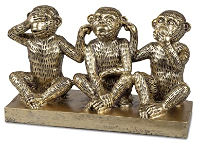 Deko-Figur 3Affen 28cm Goldfarben