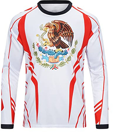 MENUTT Racing Herren Langarm Offroad Mexiko Trikot Mountainbike MTB Trikot Downhill & Motocross Shirts, Weiß 3, L