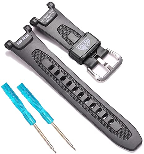 RCNZWQB Ersatzband aus Gummi, kompatibel mit Casio PRG-240 PRG-40 Pathfinder Serie, Silikonarmband, wasserdicht, 18 mm