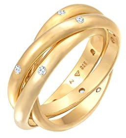 Elli Ring Damen Basic Trio Wickel mit Topas Edelstein in 925 Sterling Silber