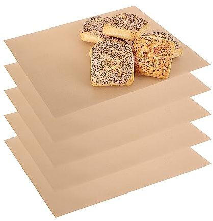 COM-FOUR® 5x láminas para hornear permanentes hechas de teflón - papel para hornear reutilizable - apto para horno hasta 260 °C - lámina para horno antiadherente cortable - apto para lavavajillas