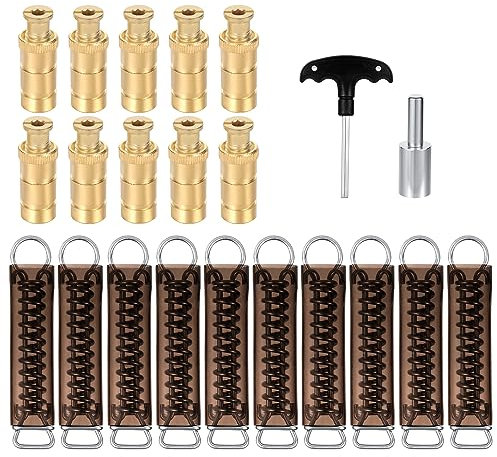 22pcs Pool Safety Cover Brass Anchors and Swimming Pool Cover Stainless Steel Spring with Stopper D Ring and Protective Vinyl Spring Cover for Winter Pool Safety Cover, Universal Fit
