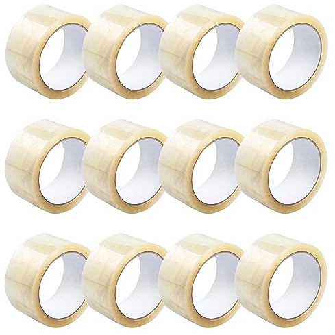 eurofolin Paket-Klebeband transparent leise 12 Rollen, 50mm x 66m, Klebeband leise abrollend, Extra starkes Packband, Universalklebeband transparent leise, Kleberolle für Umzugs-Karton