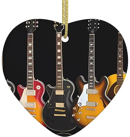 Elektrische Gitarre Druck Personalisierte Weihnachtskugel Keramik Weihnachten Hängende Ornament Weihnachtsbaum Dekoration Für Freund Freundin Frau Xmas Geschenke