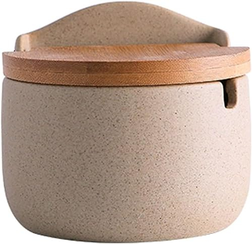 EPASHA Sucrier, sucrier Japonais avec Couvercle, sucrier carré Rond, Cochon de sel à Couvercle Rabattable, Rangement de décoration de Cuisine-Rond-2 Ensemble (Color : Round)