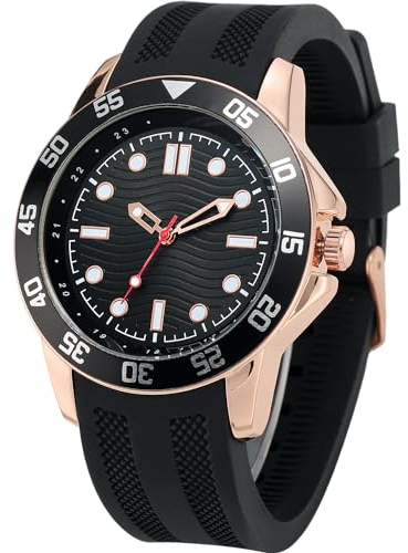 NUOVO Herrenuhr Schwarzer Quarz Simulierter Silikonarmband Sportuhr 30M wasserdichte Big Face Designer Kleid Armbanduhren Geschäftsarbeitsuhr für Männer Casual Mode Uhr Elegantes Geschenk für Männer