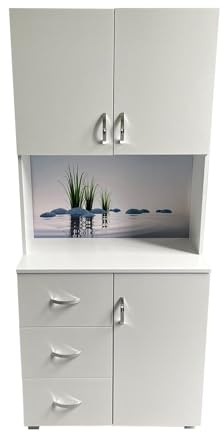HTI living Badschrank Blanca Wellness Motiv Steine Hochschrank 6 Regalfächer 3 Schubladen