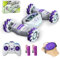 X-Verse S022 RC Stunt Auto, 360° Flip Ferngesteuertes Geländewagen für Kinder, 2.4GHz 4WD Uhr Gestensensor Fernbedienung Verformbares Elektrisches Spielzeugauto, 2 Batterien (lila)