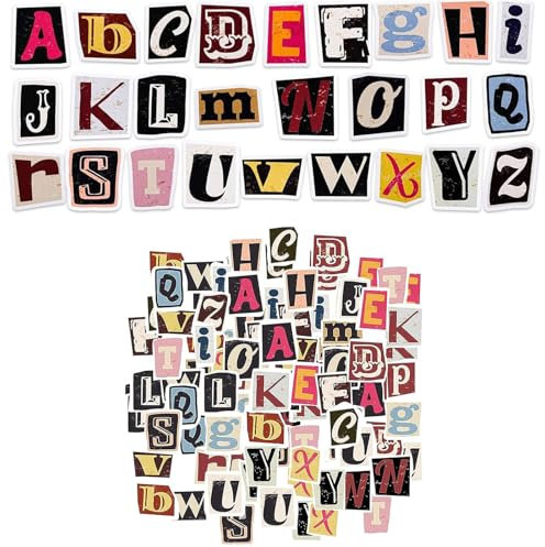 156 PCS Vintage Alphabet Stickers - Small Letter Decals for Scrapbooking, Journals & Travel - DIY Decorative Stickers for Laptops, Suitcases & Luggage (Assorted Styles)
