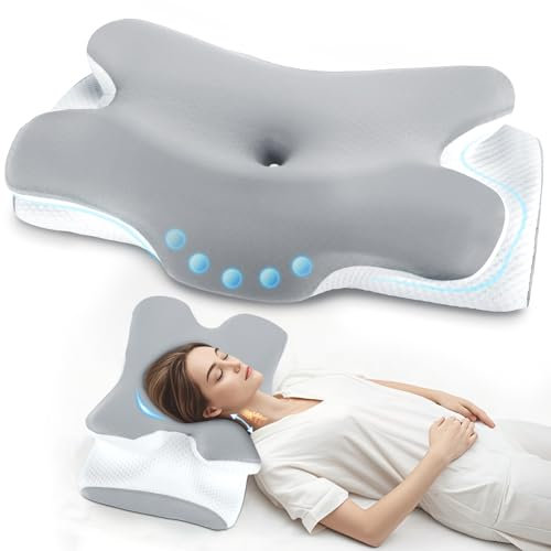 LNZHAO Nackenkissen - Zervikales Memory Foam Kissen - Ergonomisches orthopädisches Nackenstützkissen für Seitenschläfer, Rücken, Bauch - Kissen zur Linderung von Nacken- und Schulterschmerzen