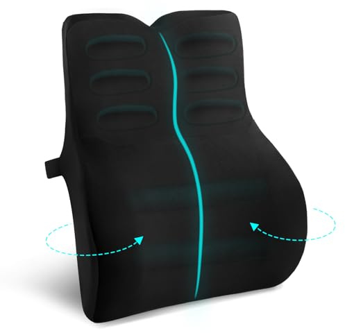 Juspota Lendenwirbelkissen, Lordosenstütze Auto, Lendenkissen Auto Memory Foam, Ergonomisches Rückenkissen Auto, Lordosekissen fur Auto, Bürostuhl, Zuhause, Schwarz