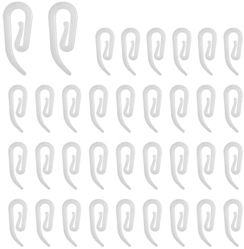 Yuiturt 200pcs Crochets en Plastique Blanc pour Rideaux - Rail, Fenêtre, Porte et Douche, Coulissant Crochet de Rideau Rail Glisseur en Plastique, Accessoire de Rideau