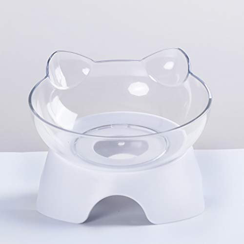 Sunnykud Double Cat Bowls 15°Tilted Platform Cat Feeding Bowl Anti-skid and Anti-spill Pet Feeder for Cats and Small Dogs