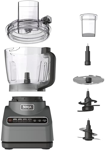 Ninja Professional Plus Food Processor 1000-Peak-Watts with Auto-iQ Preset Programs Chop Puree Dough Slice Shred with a 9-Cup Capacity and a Silver Stainless Finish