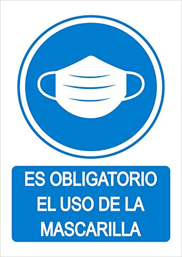 Seribas Señal Uso Obligatorio de Mascarilla, (Pack de 2 und) Cartel PVC 1,0 mm. Tamaño A4 21 x 30 cm, Homologada, Tinta y Material Resistente.