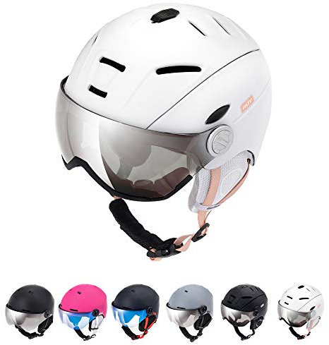 Casque de Ski pour Hommes Femmes garçon Fille Enfant Enfants Ski Snowboard certifié sécurité Professionnel Sports de Neige Cache-Oreilles Hiver Chaud (M (55-58cm), White H)