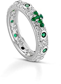 Donipreziosi Anello Rosario in Argento 925% Pavè Uomo/Donna Unisex con Croce Zirconi Diverisi Colori Taglio Diamante
