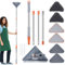 Keyohome Mop di pulizia regolabile rotante a 360°, di pulizia in microfibra con manico lungo, scopa di pulizia triangolo per soffitto, vetro, pavimento, parete (B)