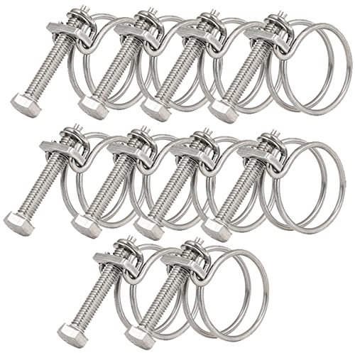 SEIWEI Fascetta stringitubo a doppio filo, 45-50 mm, in acciaio inox 201, fissaggio universale per tubi idraulici, anello regolabile (confezione da 10)