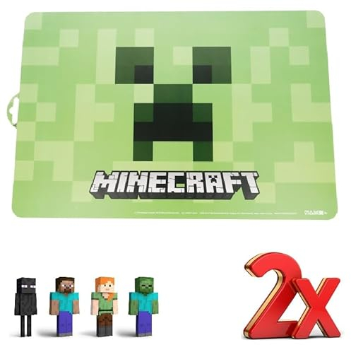 2 pezzi Tovaglietta Americana Plastificata Sottopiatto per colazione e pranzo Bambini per MINECRAFT