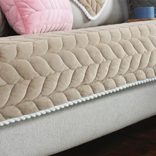 YWQJL Samt Sofabezug Sofaschoner antirutsch1 2 3 4 Sitzer,l Form Sofaüberwurf rutschfest,Sofa Überzug hundedecke Sofa Couch Überzug Couch Überzug Sofa Überwurf (Braun, Kissenbezug(45x45cm))