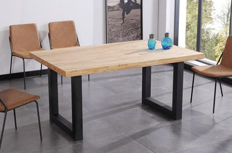 NORYKHOME Mesa Fija de Comedor, Salón, Alejandría, Estilo Nórdico Industrial, Roble Natural 160cm (Negro)