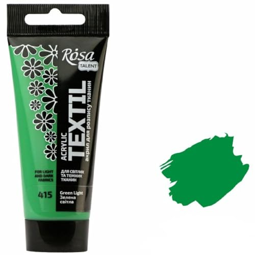Krevo Art Stoffmalfarben Stofffarben Waschfest Textilfarbe hellgrün Acrylfarbe Wasserbasis | 60ml Tube | Textilfarbe waschmaschinenfest zum Fixieren | Intensiv deckend für helle und dunkle Stoffe