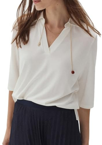 CAROLL T-shirt à col chemise 100% coton ivoire S