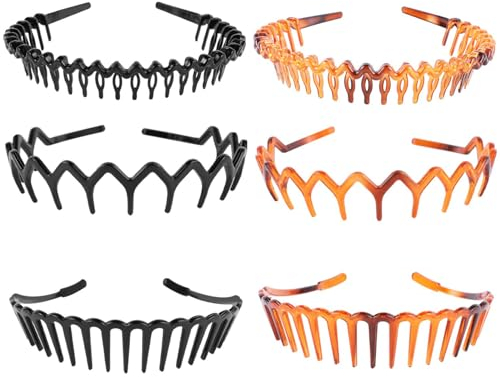 Requin Dent Bandeau Cheveux,6 Pcs Bandeau Zigzag Peigne à Cheveux en Plastique Bandeau Élastique Antidérapant Bandeau Accessoire Pour un Usage Quotidien et des Sport