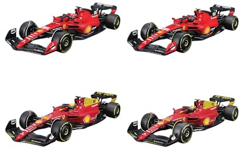 BBURAGO - Gift Pack 4 F1 Ferrari SF-23-4 Modellini Realistici Auto in Scala 1:43, Licenza Ufficiale Ferrari, Età consigliata 3+ Anni
