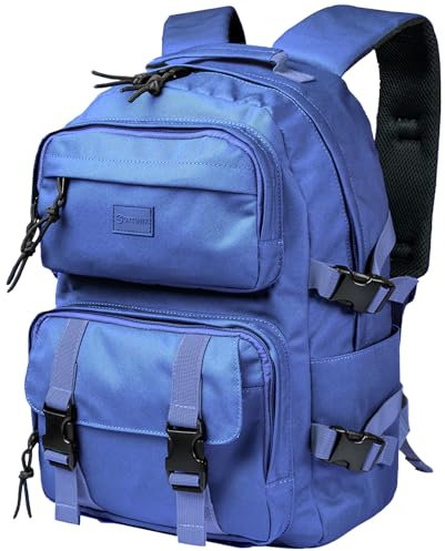 Oreunik Zaino da Viaggio per Scuola Superiore, Università, Uomo Donna, Adolescente Porta PC 15,6 Pollici Leggero Resistente, Nero (Blu)