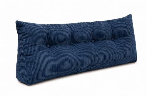 chilly pilley® Stützkissen Cord Rückenkissen Lesekissen Bettkissen Wandkissen Keilkissen Bettstützkissen viele Farben, 120x50x20 (Dunkelblau)