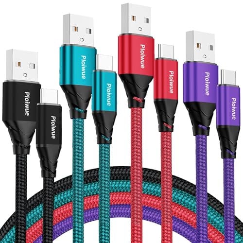 Paquete de 4 cables de carga USB C de 0,5 m + 1 m + 2 m + 3 m, cable de carga rápida 3 A, cable USB C trenzado de nailon para iPhone 15 Plus Pro Max, Samsung Galaxy S24/S23/S22, Huawei P40/P30, Google