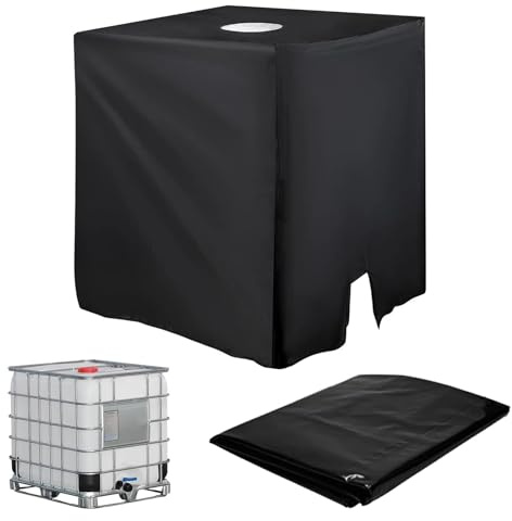 Copertura per Serbatoio Acqua IBC 1000L, 120*100*116 cm Copertura Cisterna Acqua Piovana, Telone per Serbatoio Dell'acqua Adatto per Contenitore per Serbatoio Dell'acqua Barile di Pioggia (Nero)