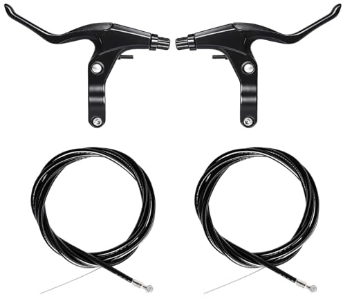 OCCOUMR 1 juego de 4 palancas de freno para bicicleta, 2 palancas de freno para bicicleta, aleación de aluminio con 2 cables de freno delanteros y traseros, mango de freno para bicicleta de montaña