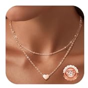 Kenivira Collier Coeur Argent Sterling 925 Pour Femmes Collier Plaqué Or 18K Collier ras de Cou Femme