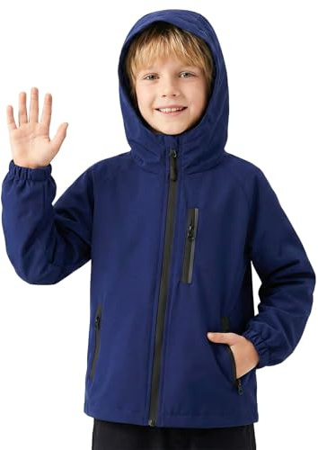 Domueay Blouson Imperméable pour Enfant Veste de pluie à Capuche 13 Ans