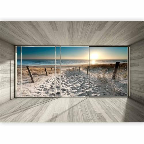 Fototapete murando Ausblick auf Strand und Meer 100x70cm Foto Tapete Schlafzimmer Wohnzimmer Vliestapete XXL Motivtapeten Bildtapete 3d Effekt Wand Dekoration - Natur Landschaft Sonne c-C-0067-a-d