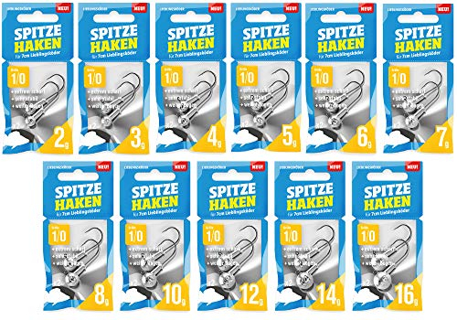 Lieblingsköder Spitze Haken Gr. 1/0 Jigköpfe - 2 Jighaken, Gewicht:3g